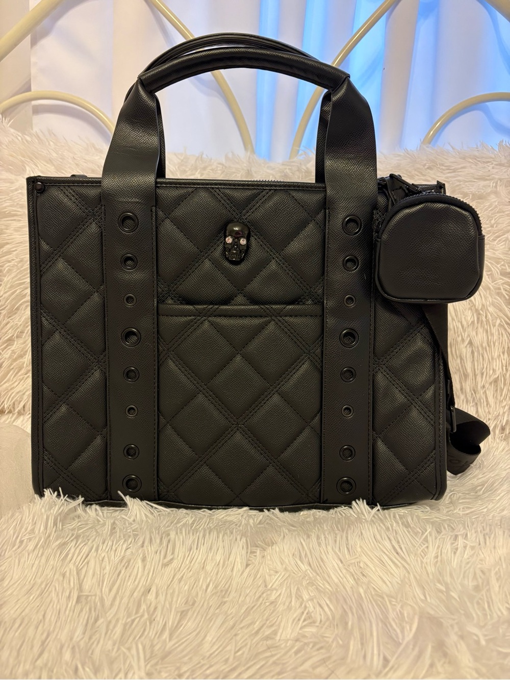 Betsey Johnson Black Tote with Skull Accent